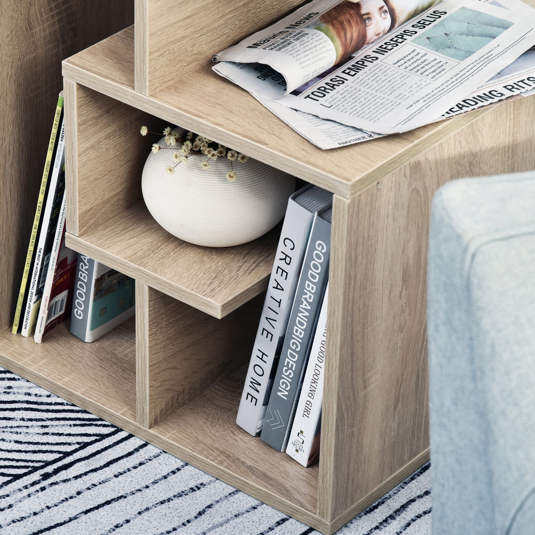 Side Table, 3 Tier End Table with Open Storage Shelves for Living Room, Bedroom, Oak