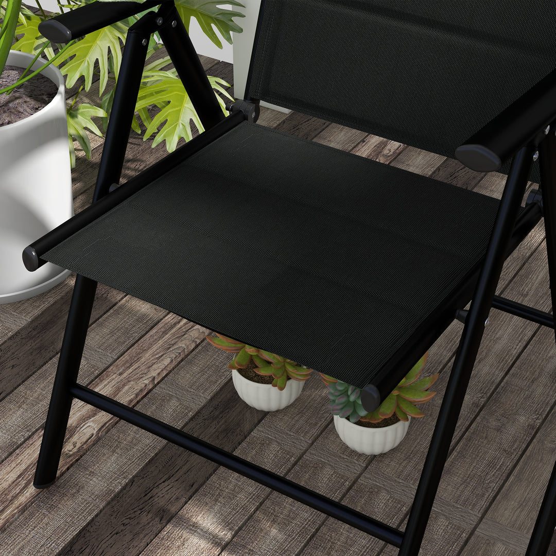 Set of Two Padded Garden Chairs - Black