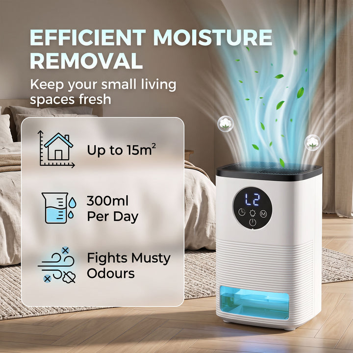 300mL/Day Small Dehumidifier, RGB Mood Lights, Continuous Drainage - view 4