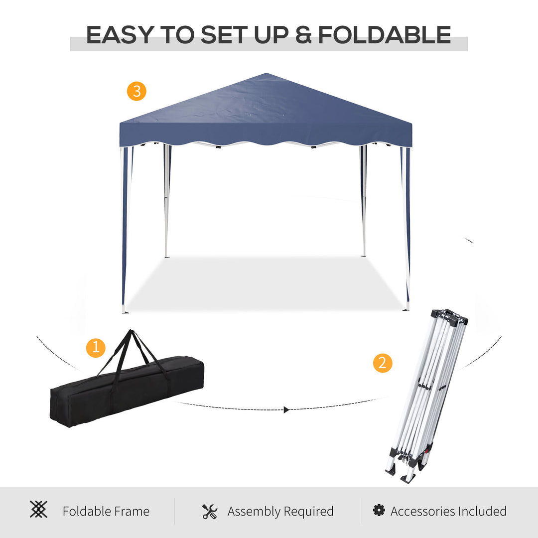 Outsunny 3x3m Pop Up Gazebo, Quick Setup Outdoor Party Tent, Waterproof with Carry Bag, Blue