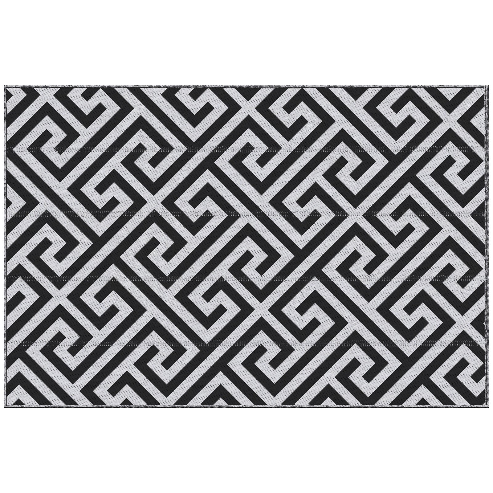 Outdoor Rug Reversible Mat Plastic Straw Rug Portable RV Camping Mat for Garden Deck Picnic Indoor, 121 x 182 cm (4 x 6 ft), Black & White