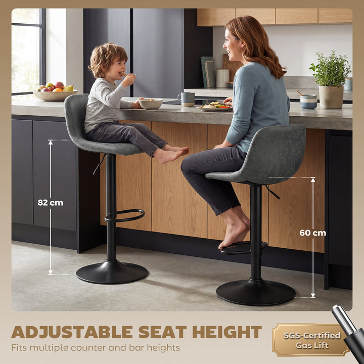 Bar Stools Set of 2, Modern Swivel Barstools with Footrest for Kitchen