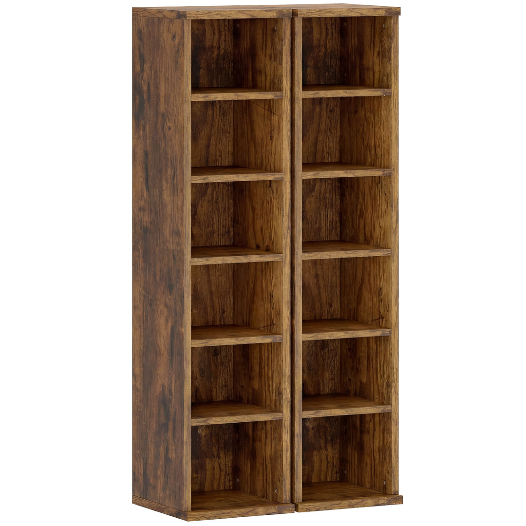 Set of 2 CD Media Display Shelf Unit Tower Rack with Adjustable Shelve