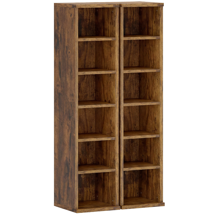 Set of 2 CD Media Display Shelf Unit Tower Rack with Adjustable Shelve