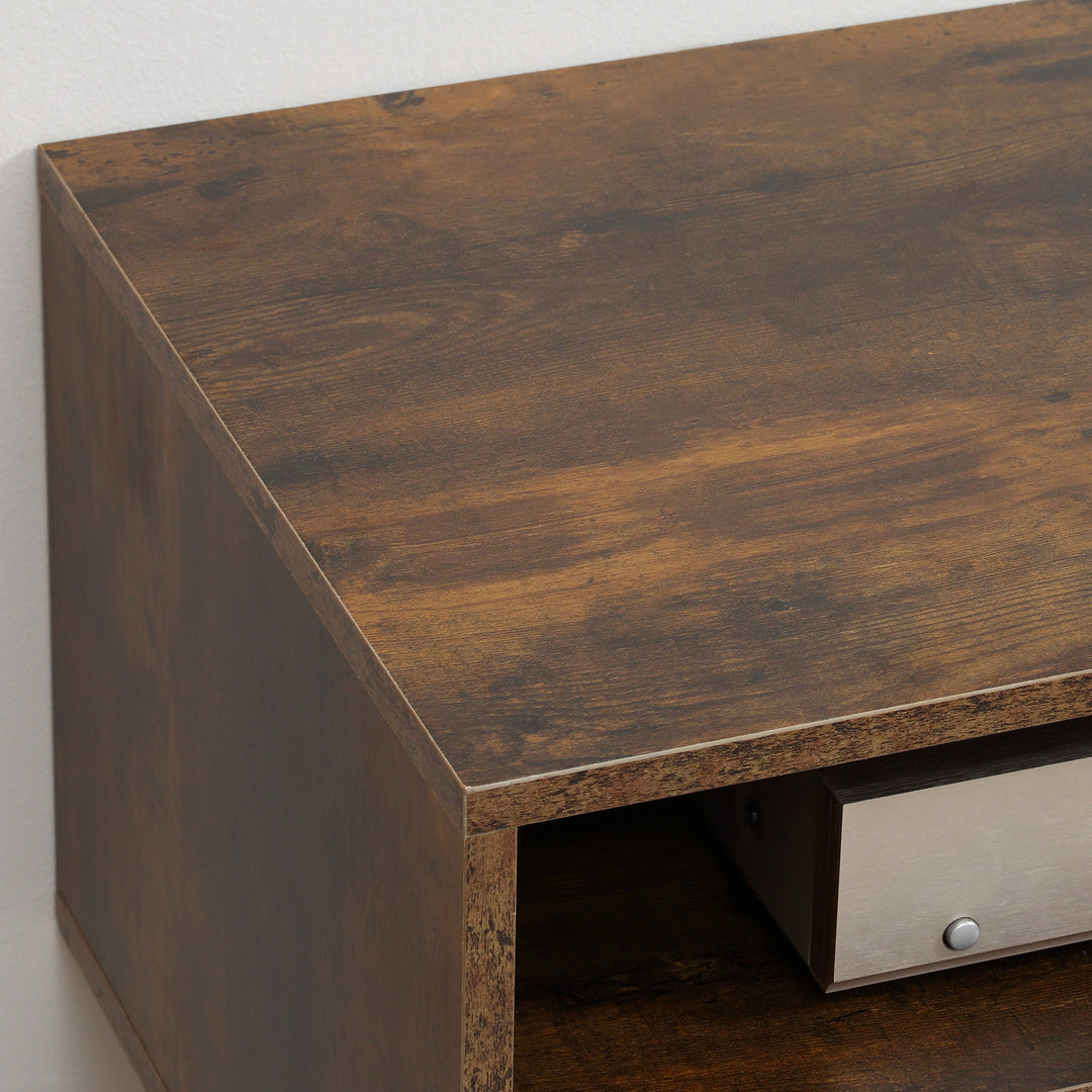 MCL TV Stand Cabinet up to 55 Inches, TV Unit with Single Door and Open Shelves, Cable Holes for Living Room, Bedroom, Brown