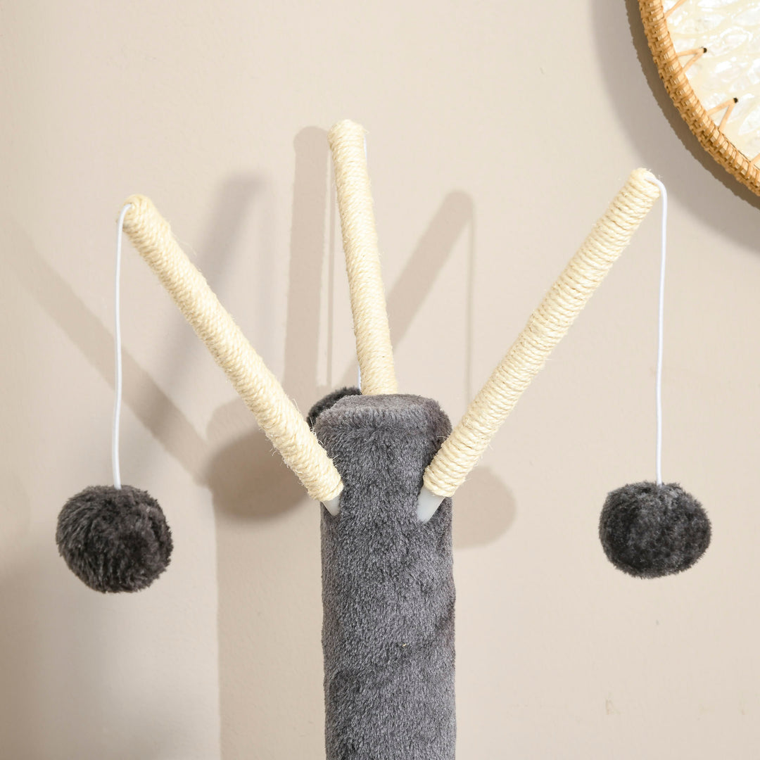 121cm Cat Tree Tower for Indoor Cats Kitten Activity Centre Scratching Post with Bed Tunnel Perch Interactive Ball Toy Grey