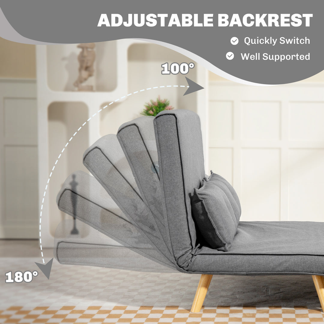 Two-Seater Linen-Look Sofa Bed - Grey