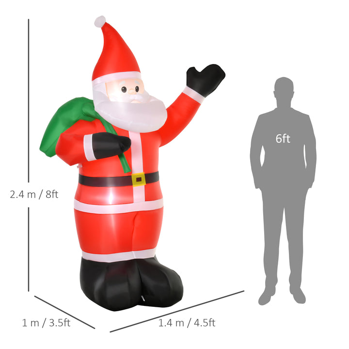 MCL 8ft Christmas Inflatable Santa Holiday Garden Decoration, Indoor Outdoor Lawn Blow Up Decor
