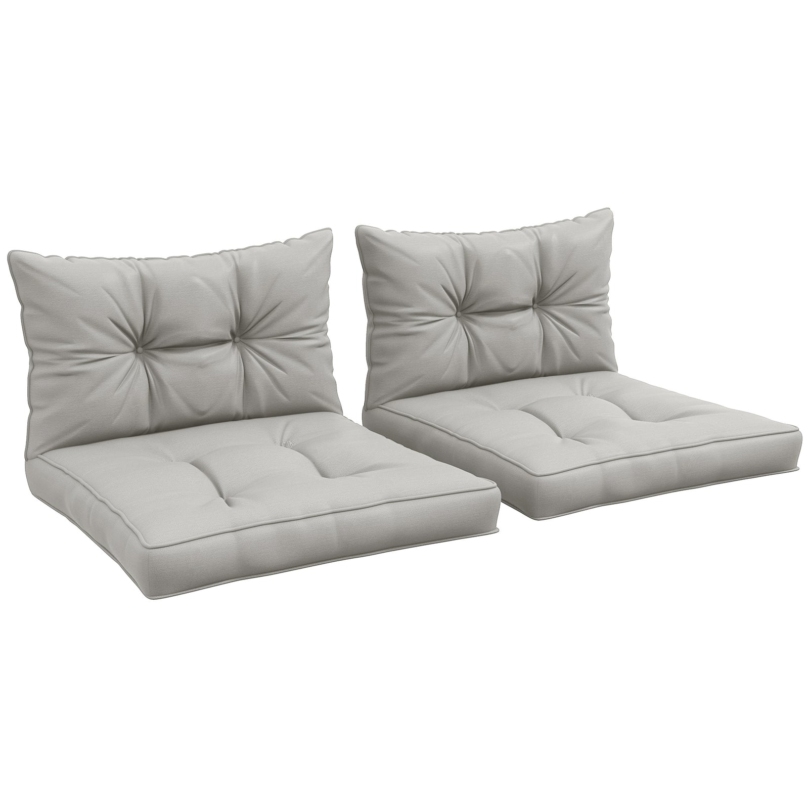 2-Piece Seat Cushions Back Pillows Replacement, Patio Chair Cushions Set for Indoor Outdoor, Light Grey
