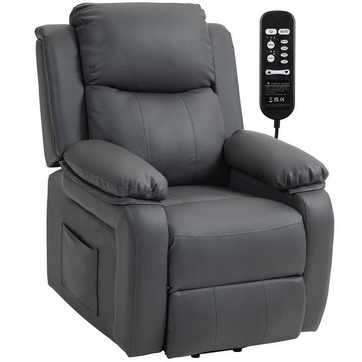 Riser and Recliner Chair with Massage, Heat, Power Lift Recliner Chair for Elderly with Remote Control, Extended Footrest, Dual Side Pockets, Overstuffed Electric Reclining Armchair - Dark Grey