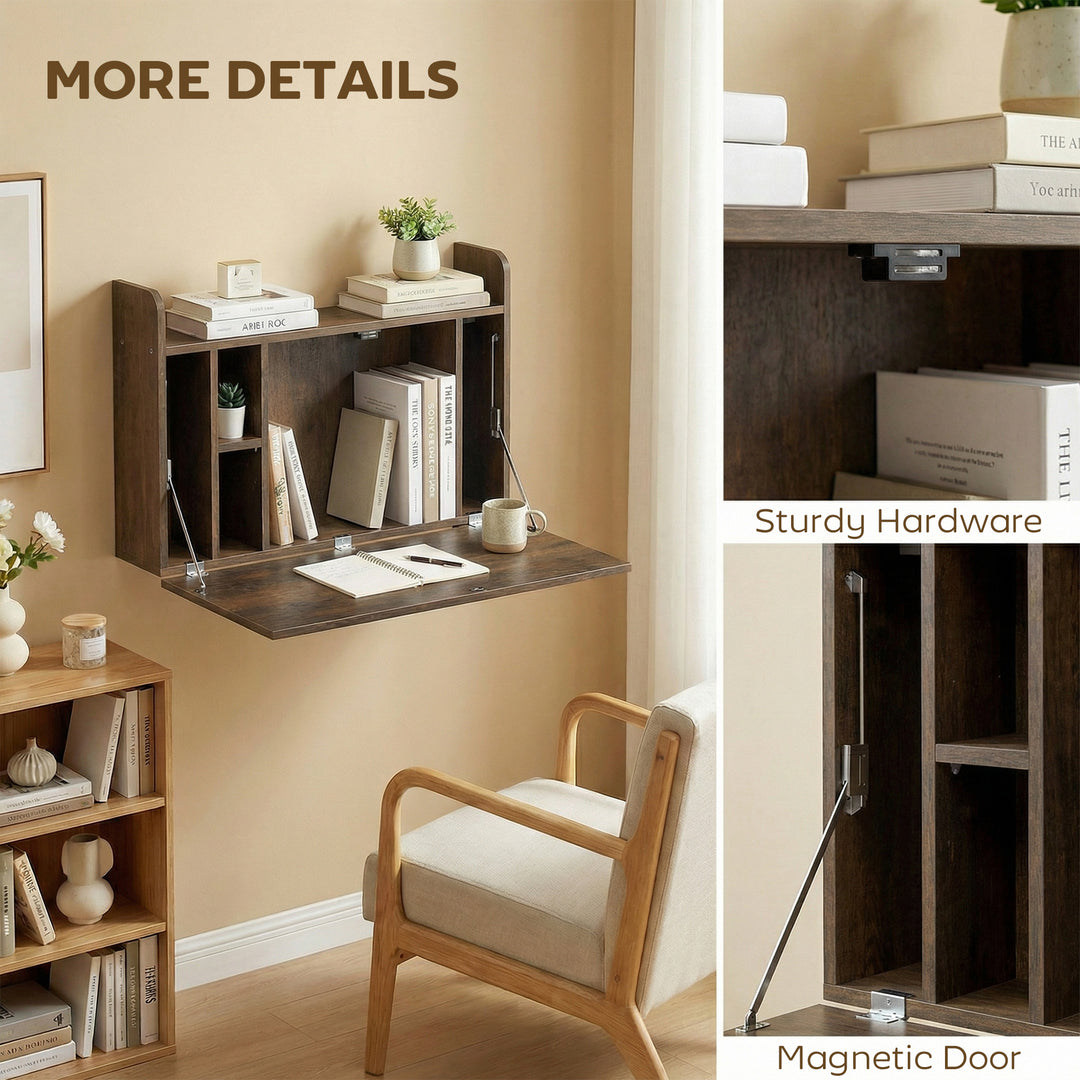 Wall Mounted Desk, Drop Leaf Floating Laptop Desk with Space Saving St