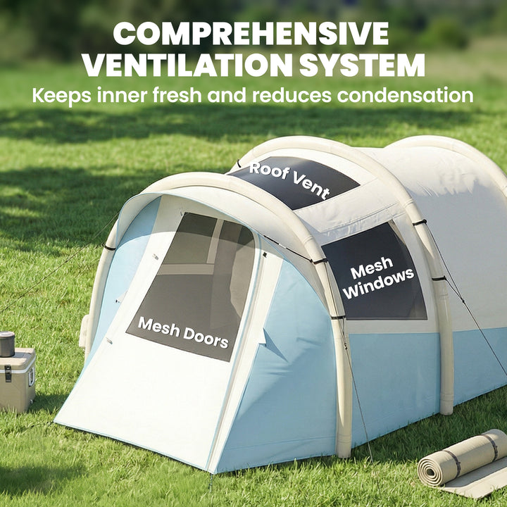 Inflatable Camping Tent w/ Air Pump, Easy Setup 2-3 Person Blow Up Ten