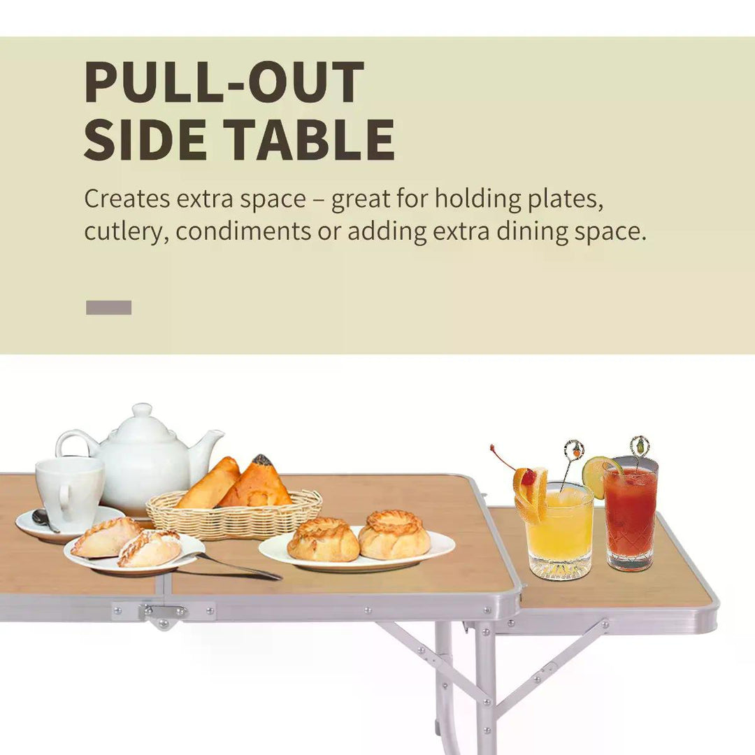 Outsunny Portable Folding Picnic Table, 3ft Aluminium Frame with MDF Top, Lightweight for Outdoor Use, Silver | Aosom UK