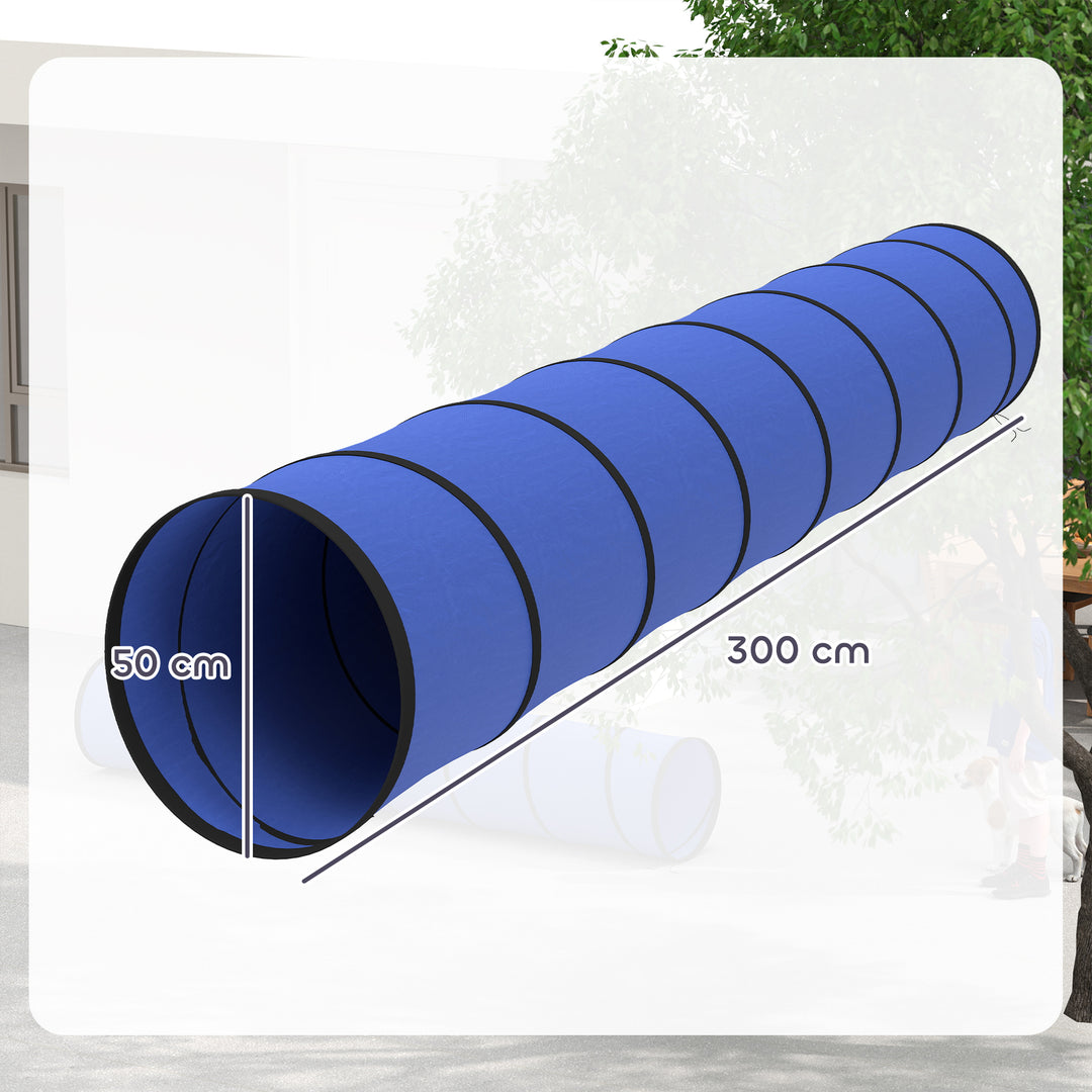 Dog Tunnel, 300 x 50 cm, Foldable Play Tunnel with 4 Pegs and Bag, Tea