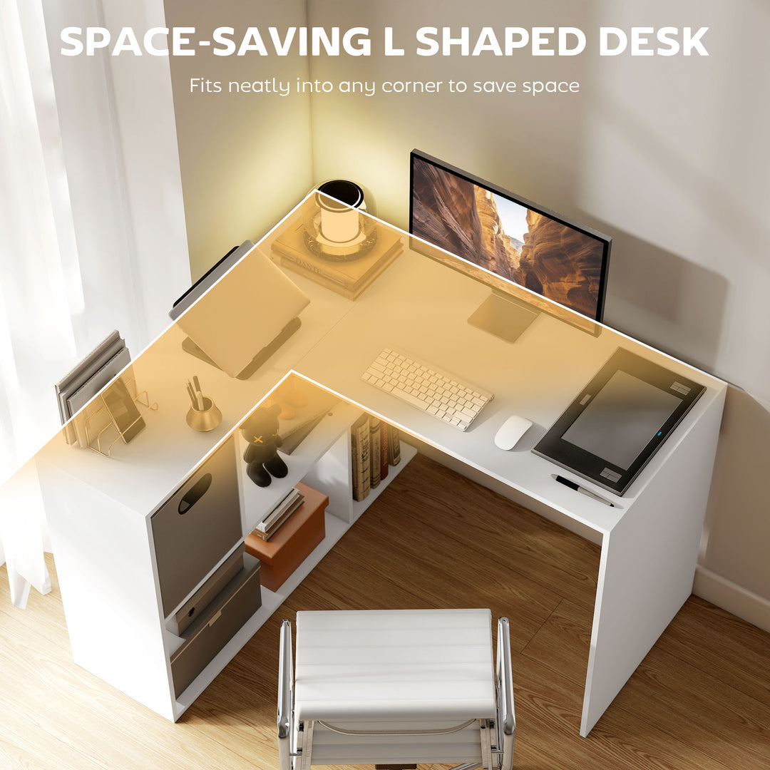 L Shaped Computer Desk, 110 x 100cm Reversible Corner Desk with Fabric