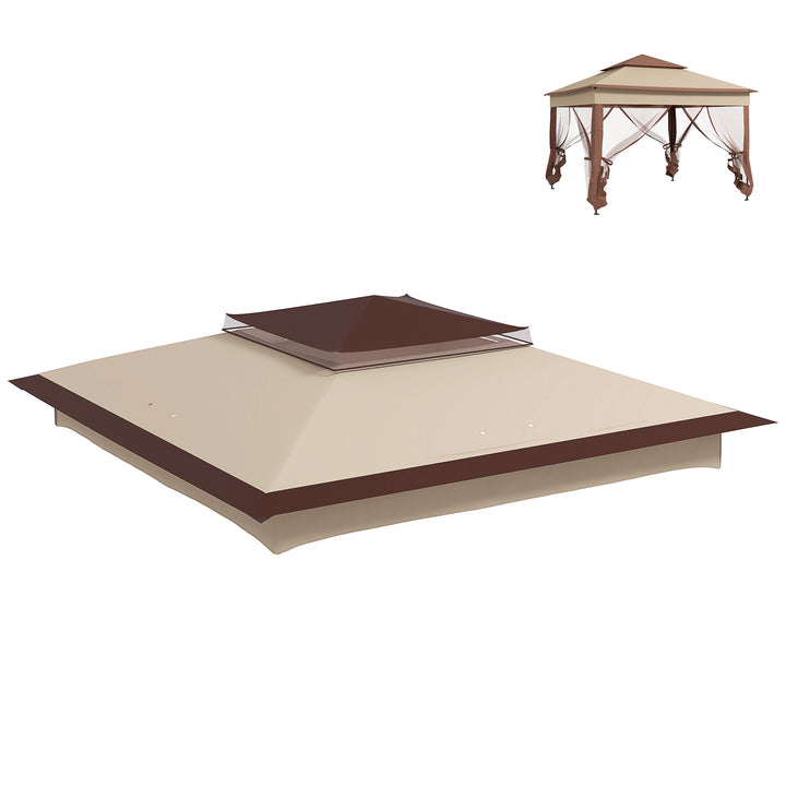 Outsunny Gazebo Replacement Cover, 2-Tier Roof for 3.25m x 3.25m Frame, UV Protection, Beige | Aosom UK