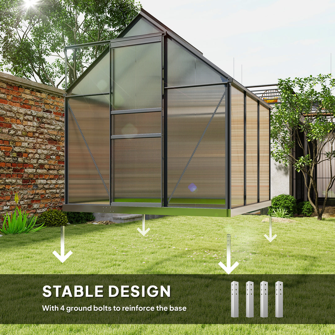 190 x 190cm Walk-In Polycarbonate Greenhouse