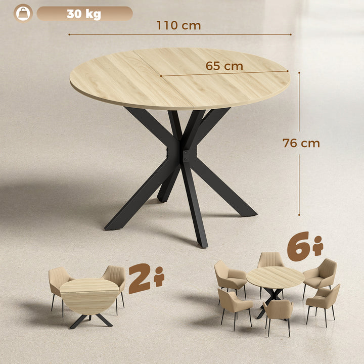 Folding Dining Table, Drop Leaf Table with Adjustable Feet, Natural - view 3