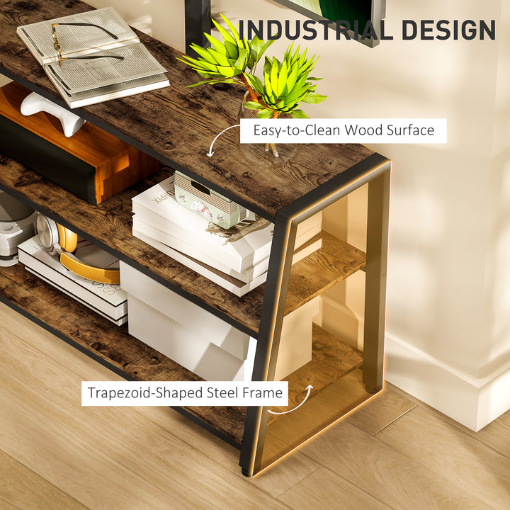 Industrial-Style TV Stand, with 35° Swivel Bracket - Dark Brown