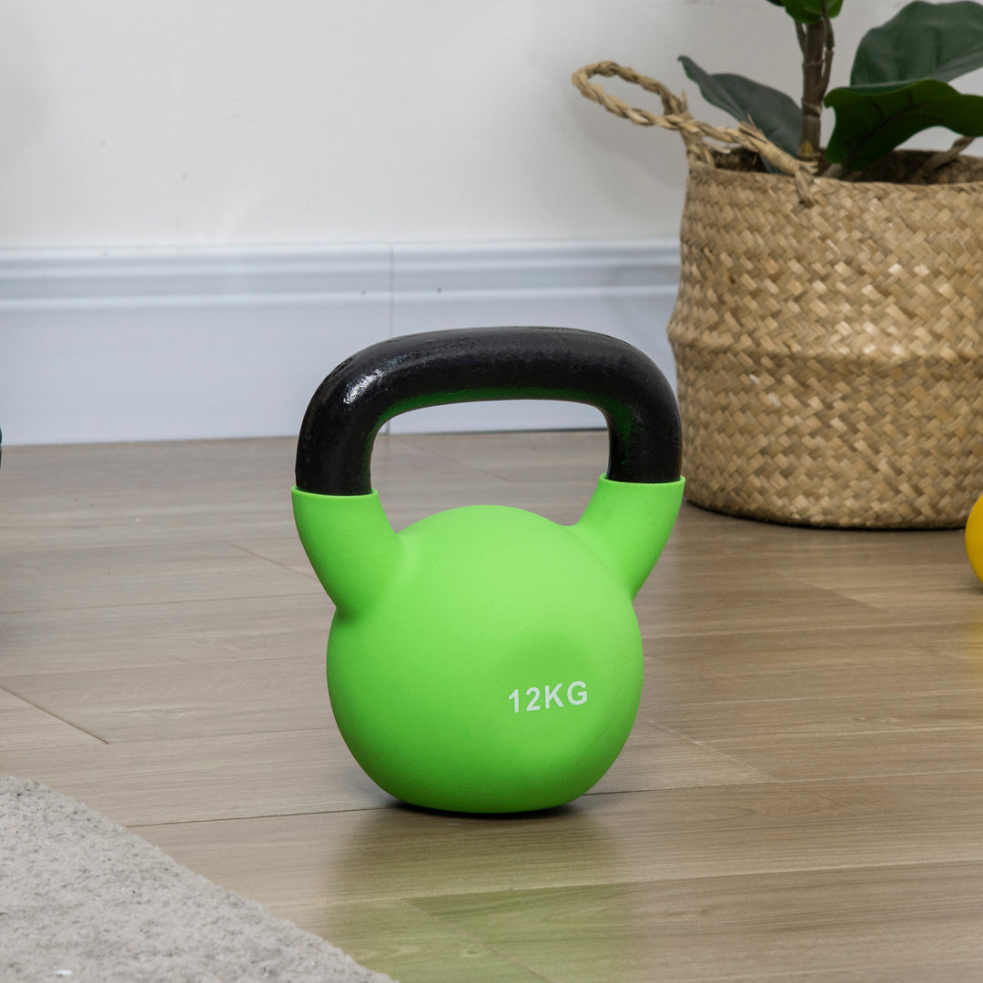MCL Soft Kettlebell, 12kg Kettle Bell with Non-Slip Handle for Home Gym Weight Lifting and Strength Training, Green