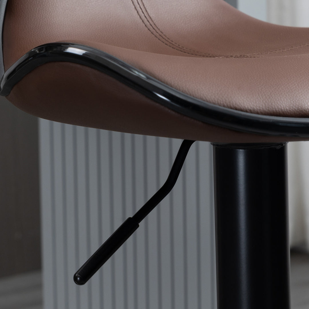 MCL Breakfast Bar Stools Set of 2 with Curved Back 62-82cm Adjustable Height for Kitchen, Bar, Cafe, Brown