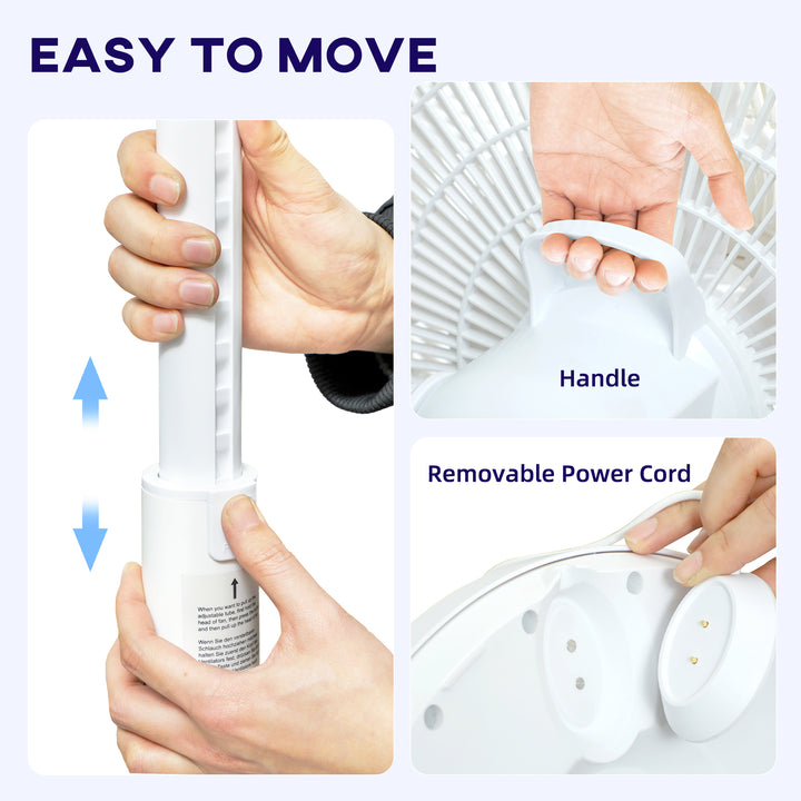 Pedestal Fan with Oscillating, Tilt, Adjustable Height, White