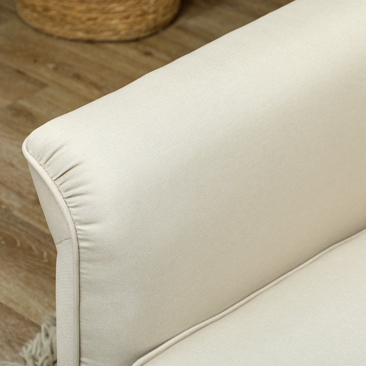 3 Seater Sofa, Modern Fabric Sofa Couch with Spring Cushion, Rubber Wood Legs, 191cm Upholstered Settee for Living Room, Bedroom, Home Office, Guest Room, Cream White
