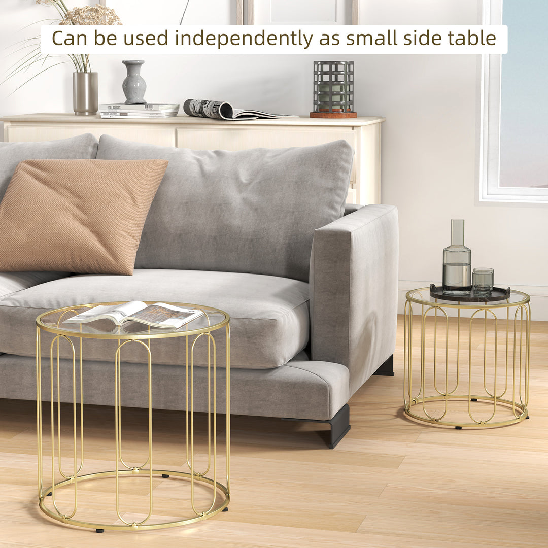 Elliptical Cut-Out Nesting Tables - Gold-Tone