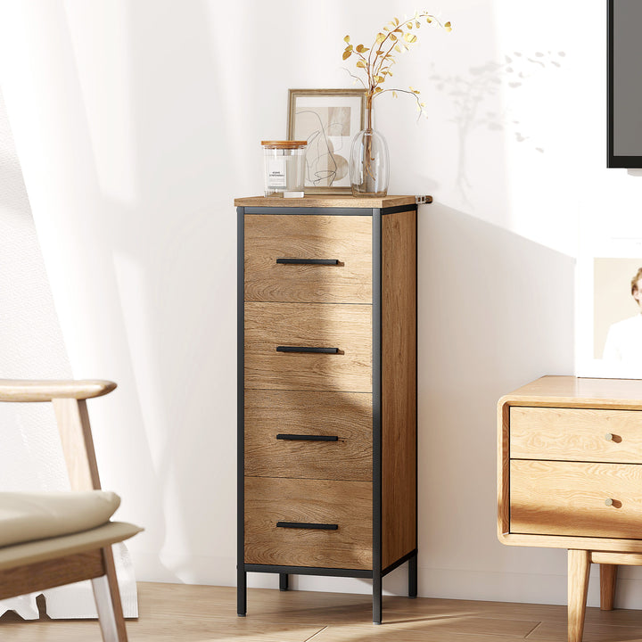 Narrow Bathroom Storage Cabinet with 4 Drawers - Oak