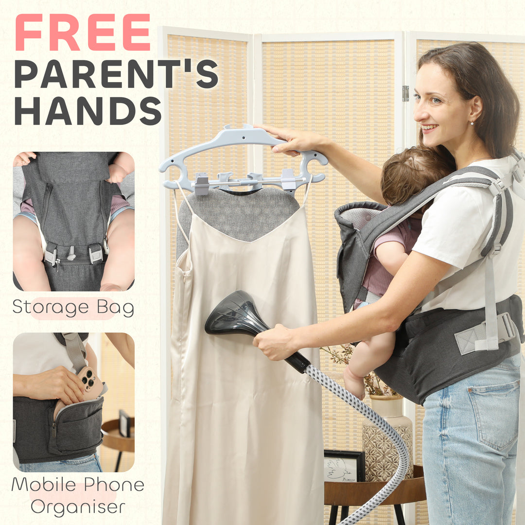 AIYAPLAY 6 in 1 Baby Carrier Newborn to Toddler with Removable Seat for 0-36 Months, Up to 15kg, Grey | Aosom UK