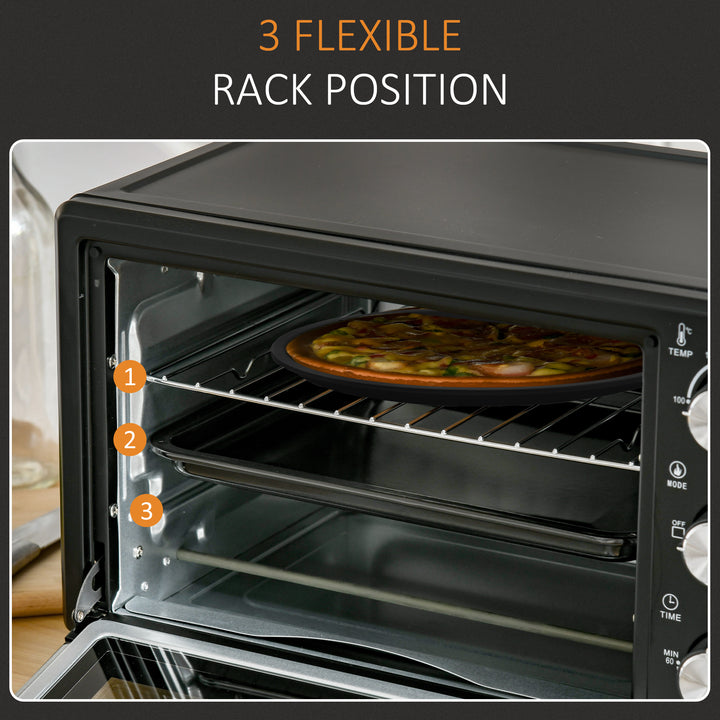 21L Mini Countertop Oven, 100°C-230°C Adjustable Temp - Black