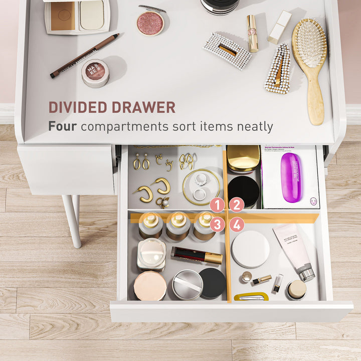 Three Drawer Compact Dressing Table - White