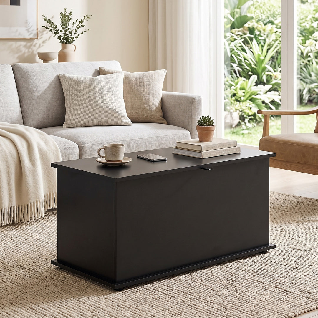 Storage Chest, 102L Blanket Box, Shoe Bench with Safety Hinged Lid, Be