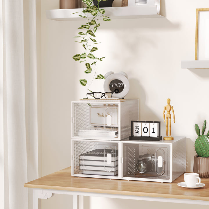 MCL 8PCS Clear Shoe Box, Plastic Stackable Shoe Storage Box for UK/EU Size up to 12/46 with Magnetic Door for Women/Men, 28 x 36 x 21 cm