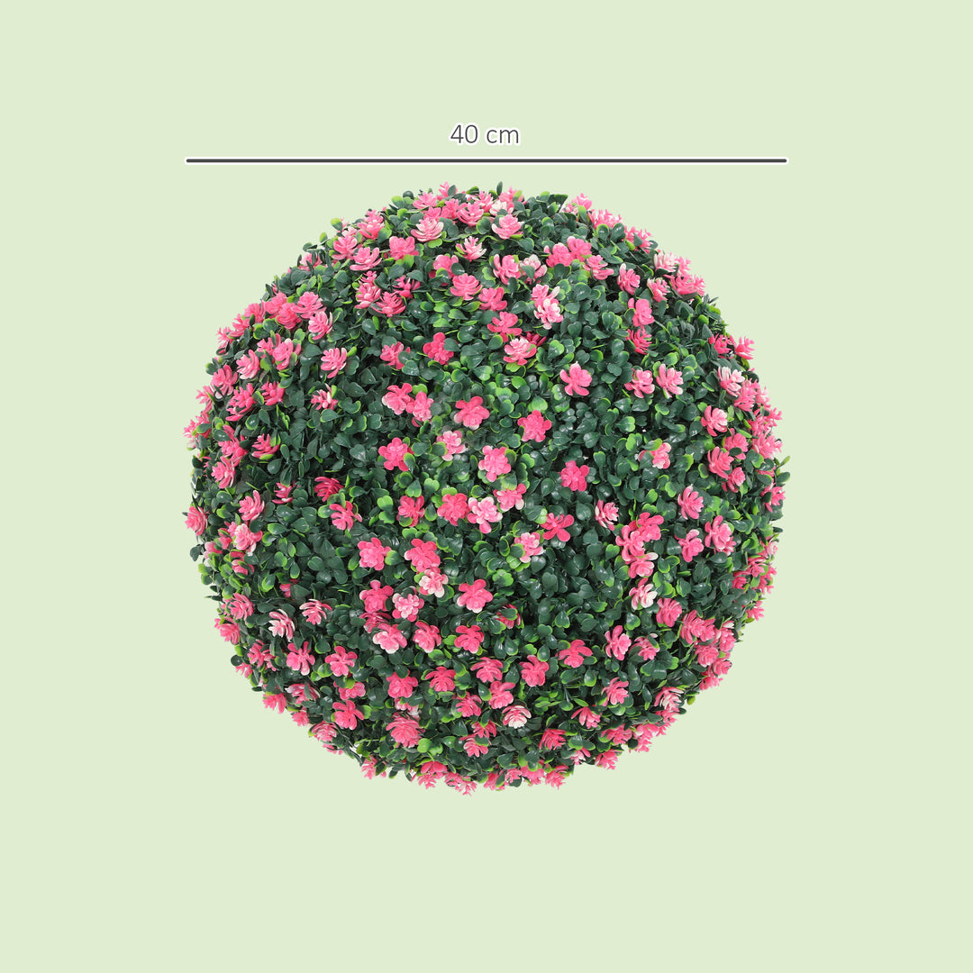 Set of Two Artificial Boxwood Balls Plants - Pink