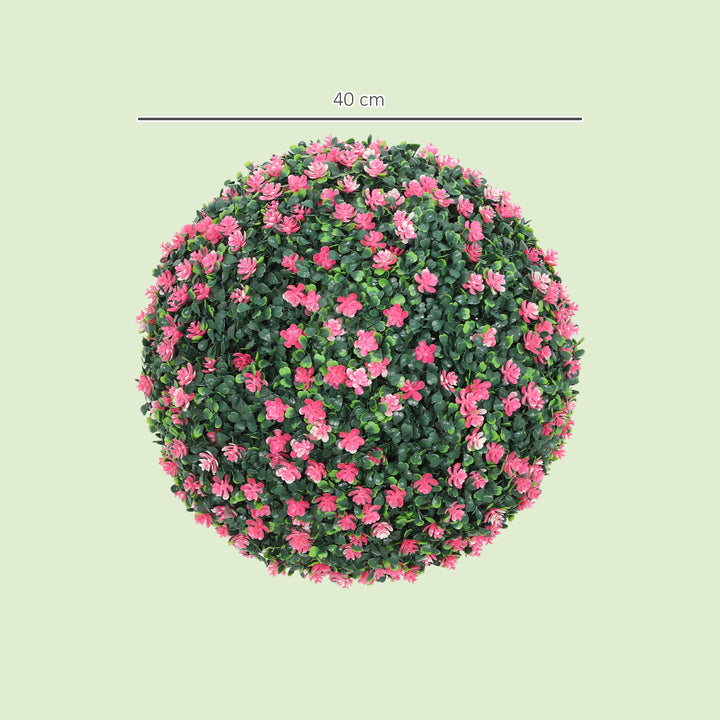 Set of Two Artificial Boxwood Balls Plants - Pink