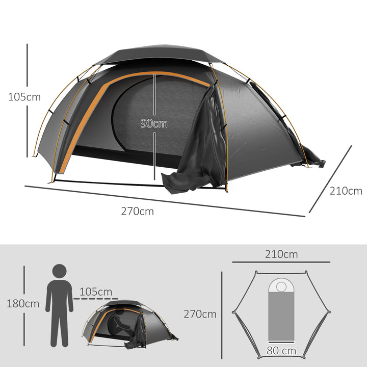 Outsunny Dome Camping Tent with Aluminium Frame, Removable Rainfly, 2000mm Waterproof, for 1