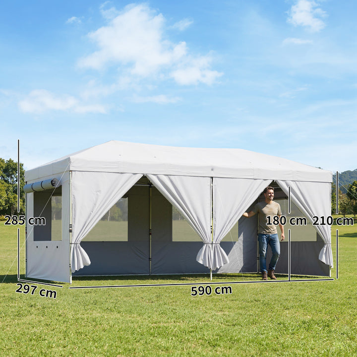 3 x 6 m Pop Up Canopy with UV50+ Protection Garden Gazebo with 6 Sidew