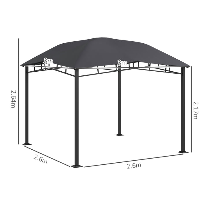 3x3(m) Outdoor Gazebo Garden Gazebo Pavilion Sunshade Canopy Tent with Steel Frame, Grey