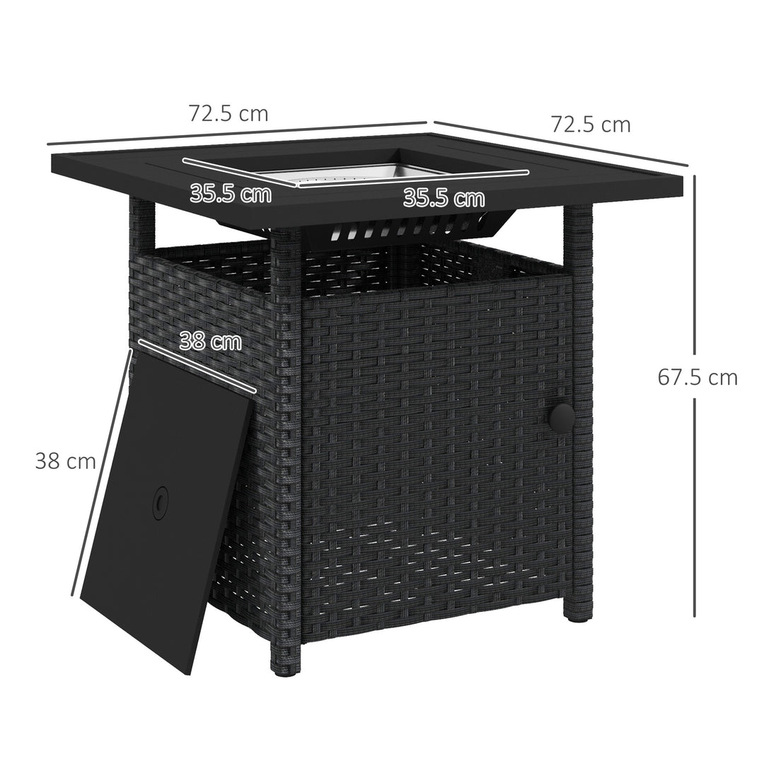 72.5 x 72.5cm 50,000 BTU Fire Pit Table, with Cover - Black