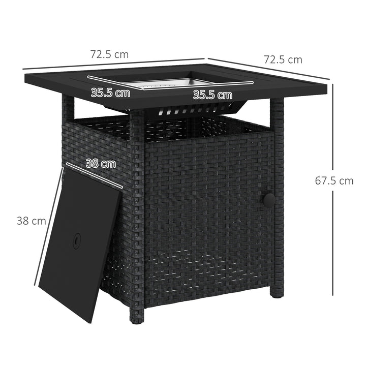 72.5 x 72.5cm 50,000 BTU Fire Pit Table, with Cover - Black