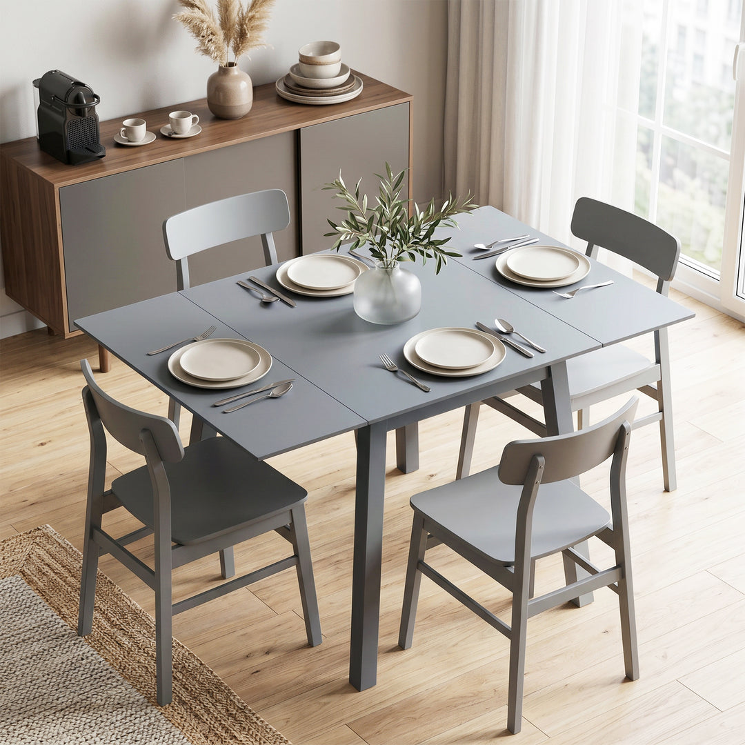 Solid Wood Folding Dining Table, Drop Leaf Table for 2-4 People, Recta