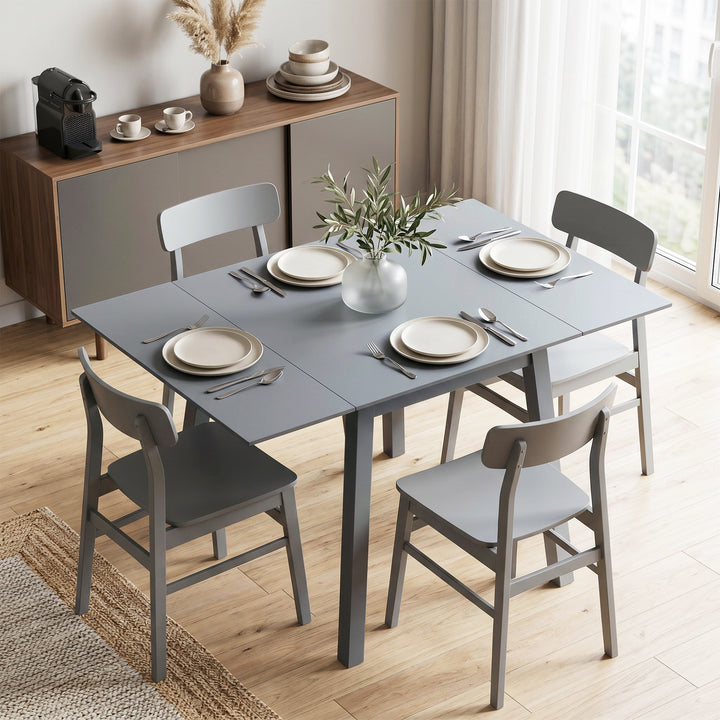 Solid Wood Folding Dining Table, Drop Leaf Table for 2-4 People, Recta