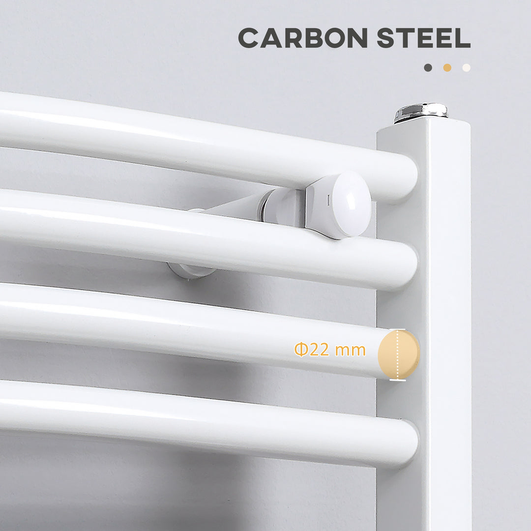 Curved Heated Towel Rail, Hydronic Bathroom Ladder Radiator Towel Warmer For Central Heating 600mm x 1200mm, White