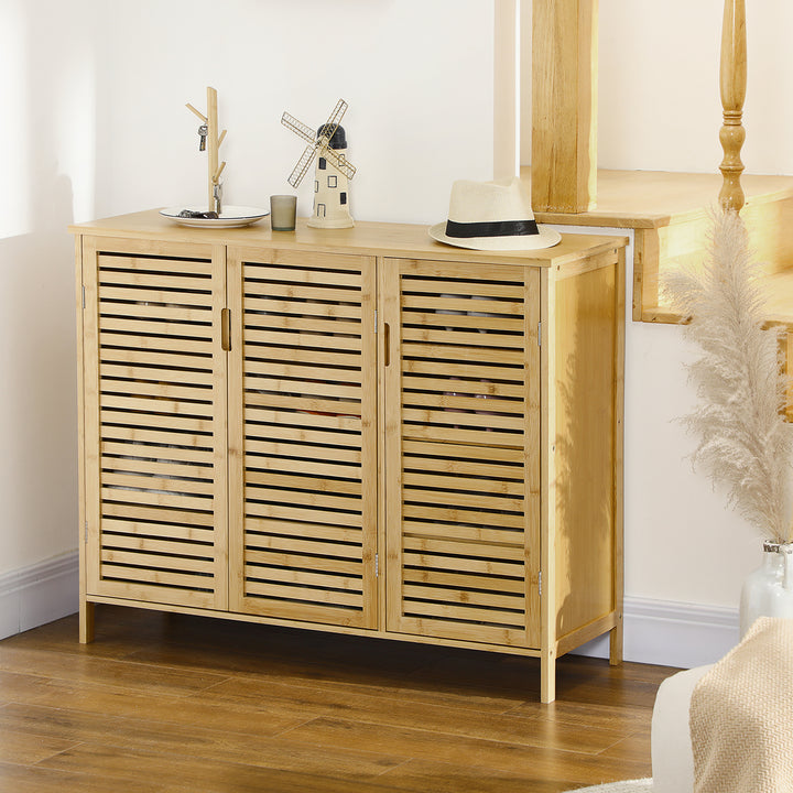 Rustic Shoe Cabinet, 3 Door Shoe Storage Cabinet with 8 Shelves