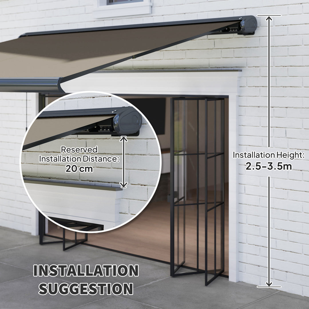 Outsunny 4 x 3(m) Full Cassette Electric Awning with Remote Controller, Aluminium Frame DIY Retractable Garden Awning, UPF50+ Sun Shade Canopy for Deck Door Window, Light Grey
