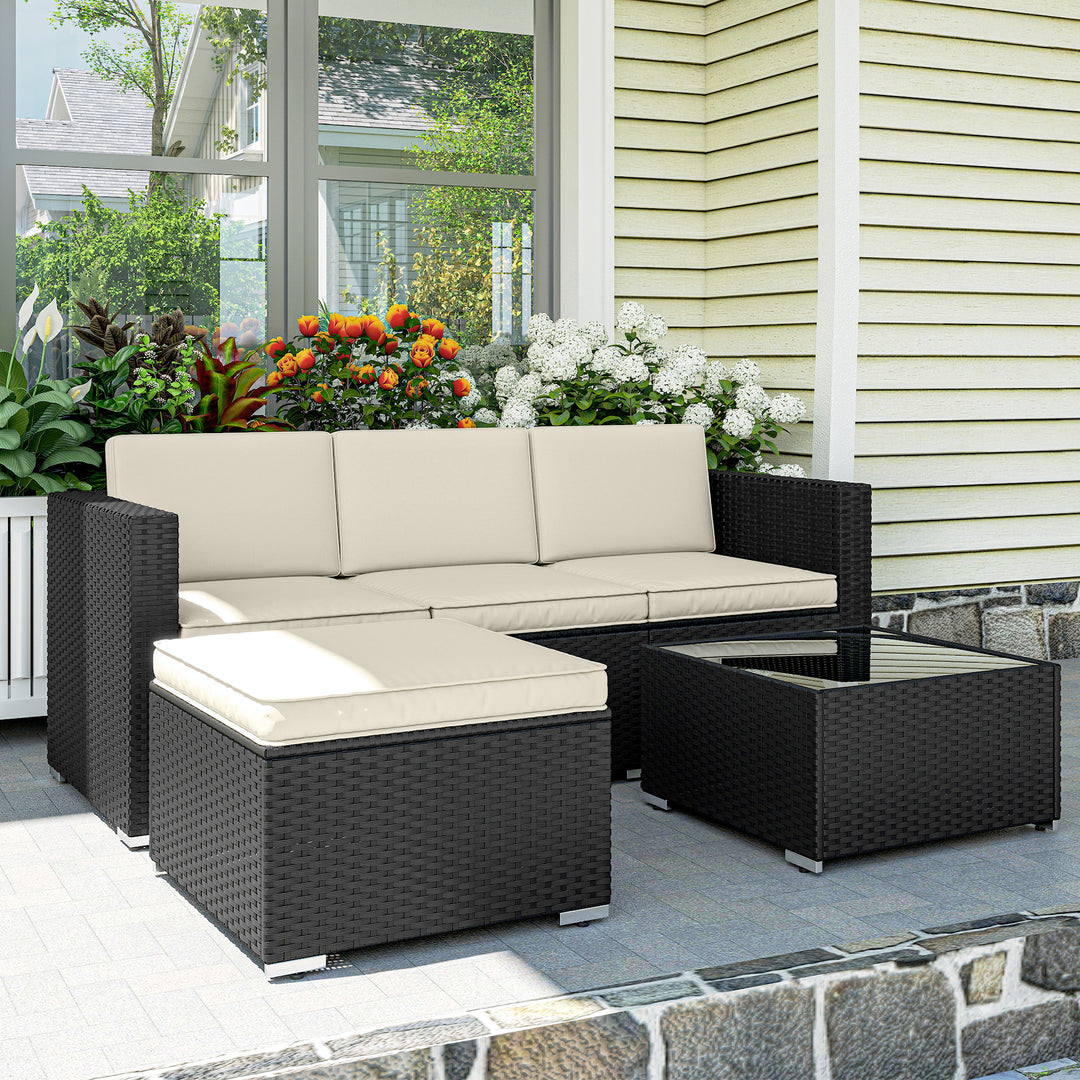 3 Pieces Garden Furniture Set w/ Cushions, PE Rattan Wicker Conversati