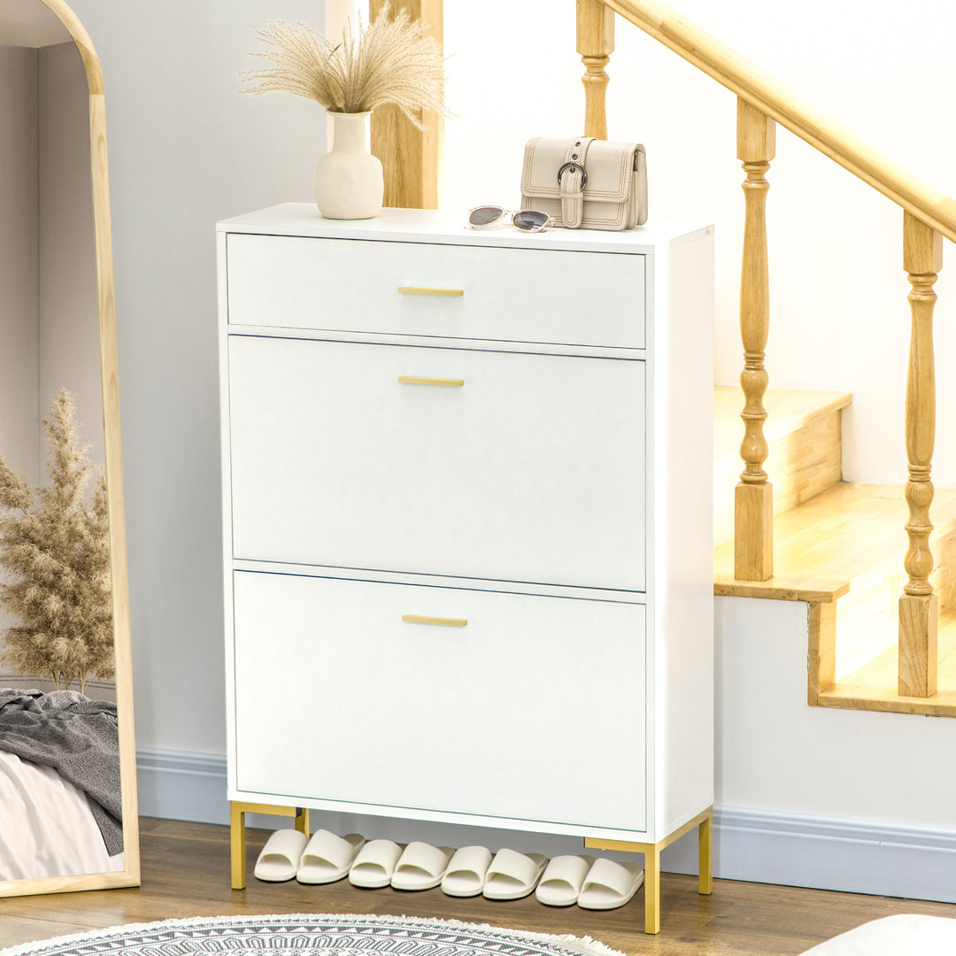 MCL Three Drawer Slim Shoe Storage Cabinet, 12 Shoe Pairs - White