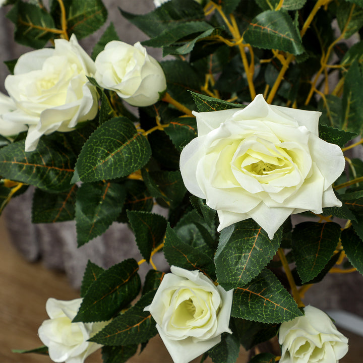 Set of Two Faux Rose Trees - White