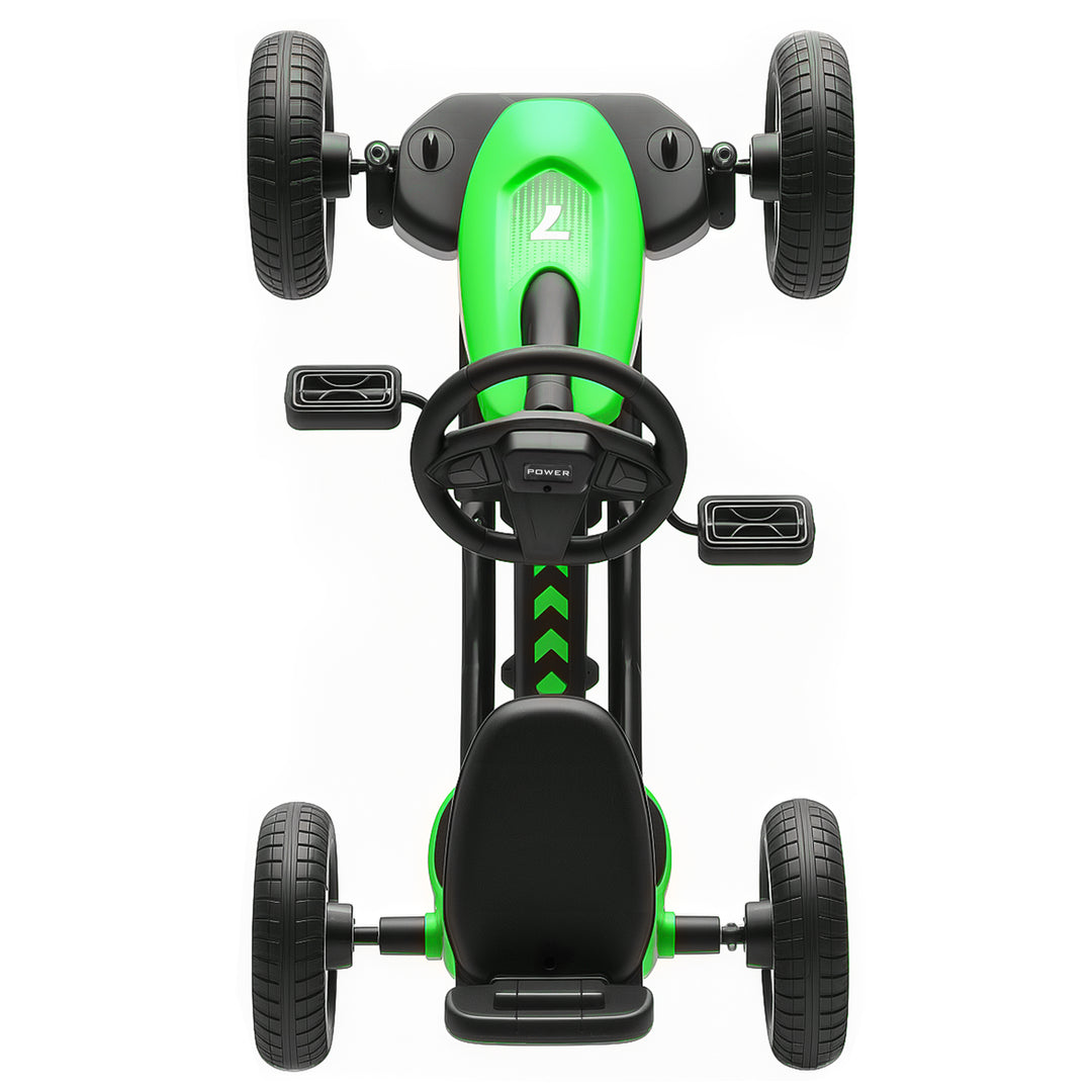 AIYAPLAY Pedal Go Kart for Kids 2-5 Years, with Silent EVA Wheels, Metal Frame, Green